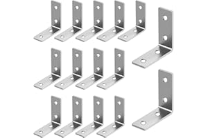 AOROPS Zestaw łączników kątowych, 52 sztuki, metalowe zaciski kątowe 90°, 40 x 40 x 15 mm, kątownik narożny do mebli, kątowników w kształcie litery L, klamra narożna do stołów, krzeseł, regałów na książki