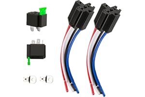 QAUM 2 Packs 12v Fuse Relay Switch Harness Set with 30a Ato Atc Blade Fuse, 4-Pin Spst Automotive Electrical Relays with Heavy Duty 12 Awg Wires for Car Truck Boat Vehicle, Interlocking Mount