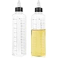 Pack of 2 Squeeze Bottles 250 ml Squeeze Bottle with Scale Clear Oil Dispenser Bottles with Tip Cap Multi-Purpose Plastic Bottle for Liquid Spices Sauce Oil Soy Vinegar