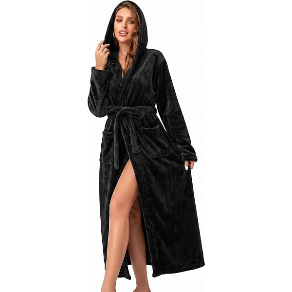 ladies merino wool dressing gown uk Perfect - Women's Wool Bathrobe - Fluffy, Soft and Warm - with Hood, Belt, Pockets, Knee-Length - Skin-Friendly Merino Wool - Beige Fur