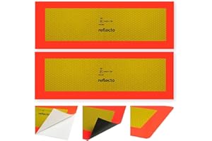 reflecto Heckmarkierung (Halbmarkierung) für Anhänger Auflieger nach ECE 70.01 | stark reflektierend/fluoreszierend | 2X 565mm x 196mm | magnetisch, selbstklebend | Heckwarntafel LKW (magnetisch)