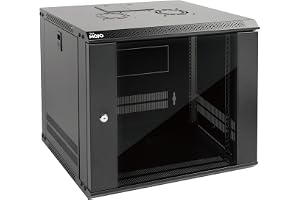 Tecmojo 19 tum 9U 450mm djup Nätverksskåp, Väggmonteringsserverskåp, 19" IT-Nätverksrackhölje, Låsbar Dörr och Sidoväggar, Gl