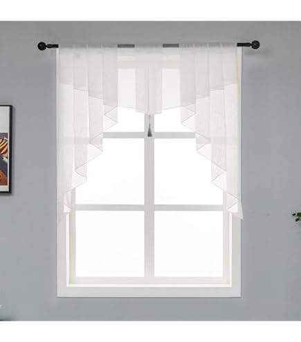 Luxury Macrame Lace Trim Pale Grey Voile Swag Pelmet – Soft Sheer Window Curtain