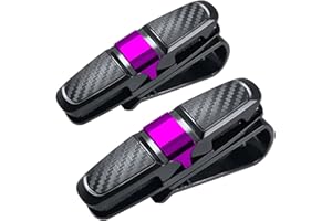 Kettion 2 Stück Brillenhalter Auto, Sonnenbrillen Halterung für Auto, Brillenhalter für Auto Sonnenblende, 180°Rotational Brillen Clip mit Karten Clip (Rosenrot)