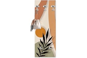 Lupia - Appendiabiti da Parete moderno con pannello in legno Stampato, ESTHETIC 46x125 cm, Design Naturalistico tropicale, 5 Ganci in metallo, Stampa HD, ingresso soggiorno camera da letto