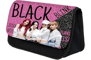 OCDSLYGB Trousse Black-Pink,Black-Pink Trousse à Crayons Grande Capacité, Zipper Étui À Crayons,Sacs à Cosmétiques Porte-Crayons Fournitures Scolaires Papeterie, pour Étudiants Garçons Filles