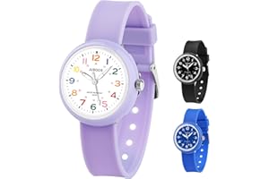 Juboos Children's Watch Boys Girls Analogue Quartz Watch with Children's Watch Light 50M Waterproof Learning Time Wristwatch Children Boys 4-12