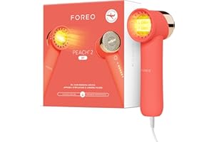 FOREO Peach 2 Go IPL Permanent Hair Removal Device - Permanent Hair Removal on Travel - Laser Hair Removal - Body and Face - Fast - Painless - Cooling and Silicone Case - Coral