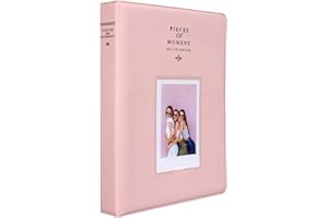 AMAZING WORKS Mini album photo à 128 pochettes pour Fujifilm Instax Mini 70 7s 8 8+ 9 11 25 50s 90, Polaroid Z2300, Polaroid PIC-300P Film Instant Camera et carte de nom (rose)