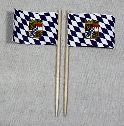 Party-Picker Flagge Bayern Papierfähnchen in Profiqualität 50 Stück 8 cm Offsetdruck Riesenauswahl aus eigener Herstellung