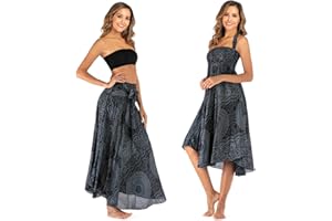 Daysskk Jupe Longue Femme 2 en 1 Robe Boheme Femme Jupe De Plage Femme Taille Haute Jupe Fluide Femme Été Taille Unique