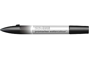 Winsor & Newton 0201331 ProMarker Markery akwarelowe - 2 końcówki, pędzelek i cienka końcówka, odporne na światło, wysoko pigmentowane akwarele do kaligrafii, rysunków - Ivory Black