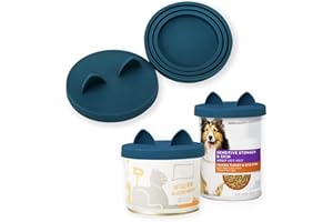 OHMO Couvercle Silicone Alimentaire, Couvercles Universels en Silicone, Résistant aux Aliments et au lave-vaisselle. Convient à Toutes les Tailles de Boîtes Standard(70-420g), Bleu Foncé, Set de 2