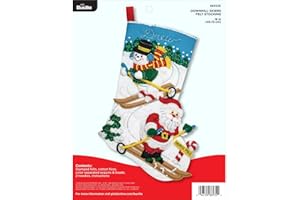 Bucilla 86932E Felt Stocking Applique Kit, 18", Downhill Skiers