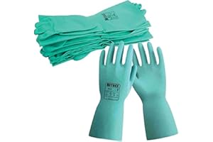 Nitrex 613 Chemical Resistant Safety Gloves, Bag of 10 Pairs, Size 7 - Flock Lined Nitrile Chemical Resistant Gauntlet Gloves