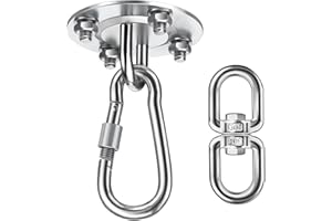 Nutabevr Hak sufitowy ze stali nierdzewnej, do dużych obciążeń, fotel wiszący, obracany o 360°, uchwyt do 400 kg, hak sufitowy do worków bokserskich, haków na huśtawkę, do jogi, hamaków, mocowanie do