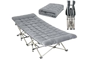CHENDY Camping Cot with Mattress - Heavy-Duty Foldable Cots for Adults, 1200D Double Layer Oxford Camping Cots for Camping Travel Tent Day Outdoor & Home Guest (176cm*64cm - Grey)