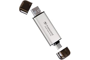 Transcend SSD Portable 1TB Haute Vitesse jusqu'à 1050 MB/s, Ultra Compact, Compatible Type-A/Type-C PS4/PS5 Testé pour USB 10Gbps, Argent - TS1TESD310S