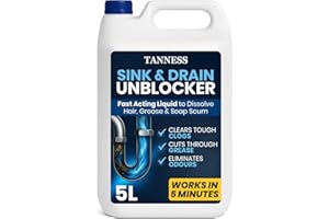 Tanness 5 Litre Drain Unblocker - Heavy Duty Sink & Drain Cleaner for Plug Holes, Toilets, Showers & Pipes - Powerful Toilet & Sink Unblocker for Home, Office, Garage & Shops - Cleaning Supplies