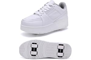 XRDSHY Schuhe mit Rollen für Jungen Mädchen, Skateboardschuhe Sportschuhe Turnschuhe Kinder Erwachsene, 2 in 1 Multifunktionale 4 Rollen Rollschuhe
