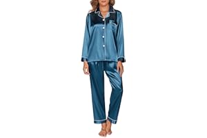 GAESHOW Pyjama Soie Femme Ensembles de Pyjama en Satin de Soie Manches Longues Vêtements de Nuit Femme pour Toutes Les Saisons