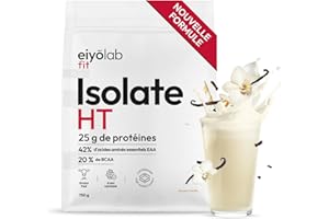 ISOLATE HT | Jusqu’à 90% de Protéines | Isolat de Protéine Breveté Lacprodan® | Riche en BCAA et Glutamine | Musculation Rapide & Sèche | Faible en Calories | Saveur Vanille | 750g | Eiyolab