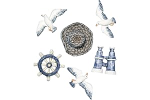 Rayher Set of 6 Maritime Decoration Pieces made of Polyresin, Nautical Decoration for Home and Party, 2-4 cm, 8606600