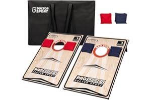 ‎DOCTOR SPORT Profi Series Cornhole Doppel Komplett - 2X 90x60cm inkl. 8 Bean Bags - Amerikanisches Cornhole 13kg - 400 Gram Bean Bags- 15x15 cm- und Tragetasche - 13kg. aus echtem Holz Schwarz