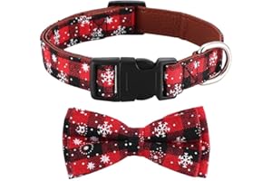 Asvin Collare Cane Natalizio, con Papillon Collare per Cani, Morbido, Confortevole e Regolabile, Per Cani di Taglia Piccola Media Grande Natalizio (M, Rosa)