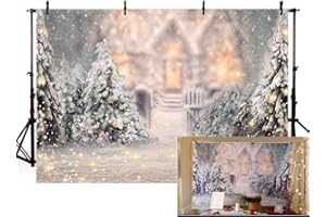 MEHOFOTO 2,1 x 1,5 m Winter Weihnachtsbaum Schneeflocke Fotografie Hintergrund Glitzer Schnee Szene Licht Bokeh Schloss Hintergründe Weihnachten Geburtstag Party Foto Banner Requisiten