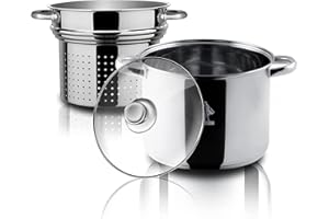 Aeternum Divina Pastarella Pentola Per Pasta, Compatibile con piastra ad induzione, Acciaio, Argento, ‎Diametro 22 cm