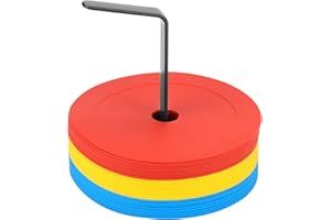 QWORK® 24Pcs Plats cône de marquage 15cm, Plot Sport pour Football, Basket, Handball et Plus - Orange Jaune Bleu