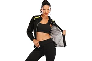 LAZAWG Sauna Suit for Women Long Sleeve Zipper Sauna Jacket Gym Workout Sweat Suits