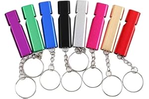 KGDUYC 8 pcs Fischietto Emergenza Fischietto Sopravvivenza Metallo Fischietto con Cordino Doppio Tubo Portachiavi per Caccia Escursionismo Canottaggio All'aperto Campeggio Addestramento del Cane