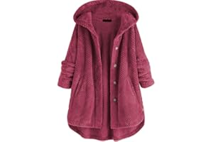 OKSakady Femmes Automne Et Hiver À Manches Longues Solide Duvet Double Face Ouvert Avant À Capuche Veste Manteaux En Peluche Outwear avec Poche