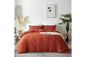 ‎OMELA Omela Bettwäsche 140x200 Terrakotta 2 Teilig Microfaser Unifarben Bettbezug Weich und Bequem Bettwäsche Set Reißverschluss - 140 x 200 + 70 x 90 cm