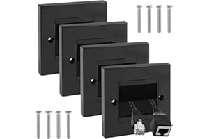 FOGBUSH Wall Cable Cover, 4Pcs Black Brush Plate Wall Mounted Cable Faceplate Single Gang Brushes Wall Plate Outlet HDMI Wall Plate Cover Cable Brush Plates for Clean Cable Management Solution