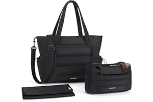 mommore Diaper Bag Tote with Stroller Organizer Puffer Bag Large Capacity Baby Bag with Changing Pad for Travel, Hospital