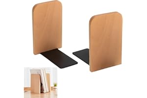 Tkxjry Lot de 2 Serre-Livres, Range Livre Antidérapant, Serre Livres en Bois de Hêtre,pour Maison, l'École, Bibliothèque, Livres pour Bureau, Rangé