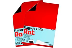 ‎MAGNET-KAUF [2 Stück] Magnetfolie DIN A4 - Magnetband - Bedruckbar und Beschreibbar - KFZ Magnetfolie - Magnet Folie zum Beschriften zum Schneiden Stanzen und Basteln (Rot)