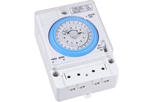 HOMSFOU Zeitmechan timer meccanico, 12 Volt, elettrico, da cucina, industriale, a intervallo, da 12 volt, luce grande, bianco