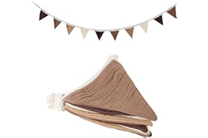 KASESSS Fabric Bunting Banner 2.55m, Double Sided Vintage Cotton Bunting, Triangle Baby Bunting for Nursery, Baby Shower, Wedding, Afternoon Tea, Garden, Birthday, Party, Boys Girls Bedroom Decor