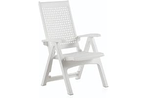 Shaf MULTIPOSICIONES Jardin en métal | Chaise extérieure Multiposition de Couleur Blanche | Fabriquée en Espagne avec des matériaux recyclés, Blanc, 85 x 63 x 108 cm