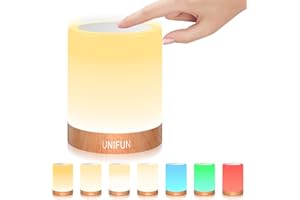 UNIFUN Table Lamp, Touch Sensor Bedside Lamps, Dimmable Warm White Light & Color Changing RGB for Bedrooms (Size1)