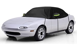 ZWPARTS Car Cover Waterproof Replacement for Mazda MX-5 1989-2005, Half Garage UV Resistant Half Car Cover Dustproof Snowproof Outdoor Indoor