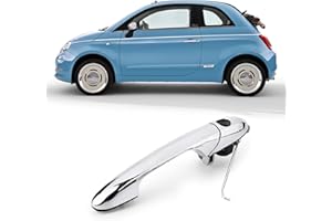 TTCR-II Compatibile con Maniglie Esterne Porte Fiat 500 Maniglie Anteriore Sinistra 68069943AB Maniglia Della Porta 735451697 735485875-(Cromato)