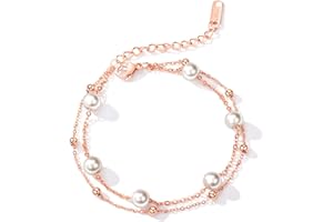 OIDEA Pulsera para el tobillo para mujer con forma de corazón: tobillera con cierre de amor, círculo, perlas, estrella, cruz, Biblia, colgante de acero inoxidable en oro rosa, plata, pulsera de