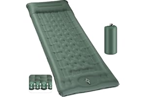 JAZTRAL Camping Mat - 2025 Upgraded 12-15CM Extra Thick Self Inflating Camping Sleeping Mat, Reinforced Support Structure with Built-in Foot Pump and Pillow,Portable Sleeping Air Mattress for Tent Hiking
