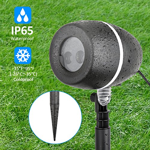 AGOTD Led Licht Projektor,Landschaftprojektor, wasserdicht Outdoor Garten Scheinwerfer, LED Lichteffekt, innen/außen IP65, 3 Farben/Modi, dynamische und statische Motive, 6 Stunden Timer, Gartenleuchte Projektor, Mauer Dekoration, Party Licht, Gartenlicht für Festen, Weihnachten, Karneval (Rot + Grün) - 2