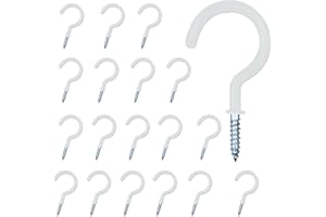 BOUBONI 18PCS Metal Ceiling Hooks 2 Inch Heavy-Duty Multipurpose Screw-in Wall Hooks for Hanging Plants Cups Kitchen Utensils, White